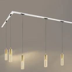 QAZQA Deckenstrahler|Aufbaustrahler*Modernes Schienensystem mit 5 goldenen Pendelleuchten 1-phasig - Iconic Lloyd