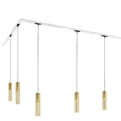 QAZQA Deckenstrahler|Aufbaustrahler*Modernes Schienensystem mit 5 goldenen Pendelleuchten 1-phasig - Iconic Lloyd