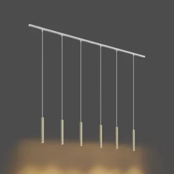 QAZQA Deckenstrahler|Aufbaustrahler*Modernes Schienensystem mit 6 Pendelleuchten Beige mit Weiß 1-phasig - Slimline Keno