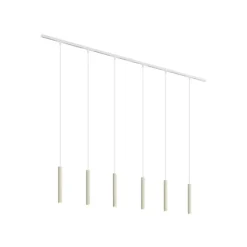 QAZQA Deckenstrahler|Aufbaustrahler*Modernes Schienensystem mit 6 Pendelleuchten Beige mit Weiß 1-phasig - Slimline Keno