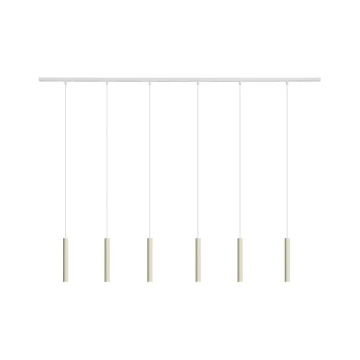 QAZQA Deckenstrahler|Aufbaustrahler*Modernes Schienensystem mit 6 Pendelleuchten Beige mit Weiß 1-phasig - Slimline Keno