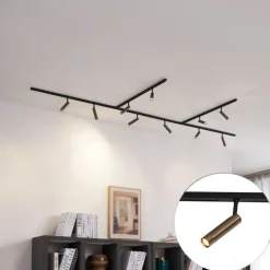 QAZQA Deckenstrahler|Aufbaustrahler*Modernes Schienensystem mit 10 Strahlern Dunkelbronze 1-phasig - Slimline Uzzy