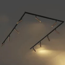 QAZQA Deckenstrahler|Aufbaustrahler*Modernes Schienensystem mit 10 Strahlern Dunkelbronze 1-phasig - Slimline Uzzy