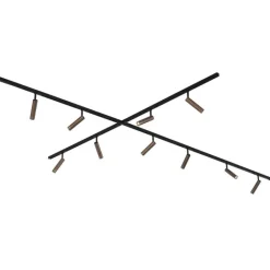 QAZQA Deckenstrahler|Aufbaustrahler*Modernes Schienensystem mit 10 Strahlern Dunkelbronze 1-phasig - Slimline Uzzy