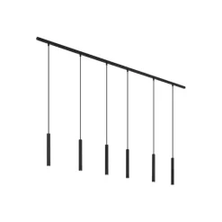 QAZQA Deckenstrahler|Aufbaustrahler*Modernes Schienensystem mit 6 schwarzen Pendelleuchten 1-phasig - Slimline Keno