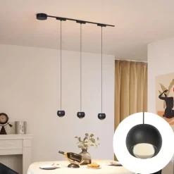 QAZQA Schlafzimmerlampen|Küchenlampen*Modernes Schienensystem mit 3 schwarzen Pendelleuchten 1-phasig - Magnetic Lance