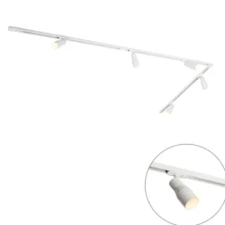 QAZQA Deckenstrahler|Aufbaustrahler*Modernes Schienensystem mit 5 Strahlern Weiß 1-phasig - Iconic Kohua