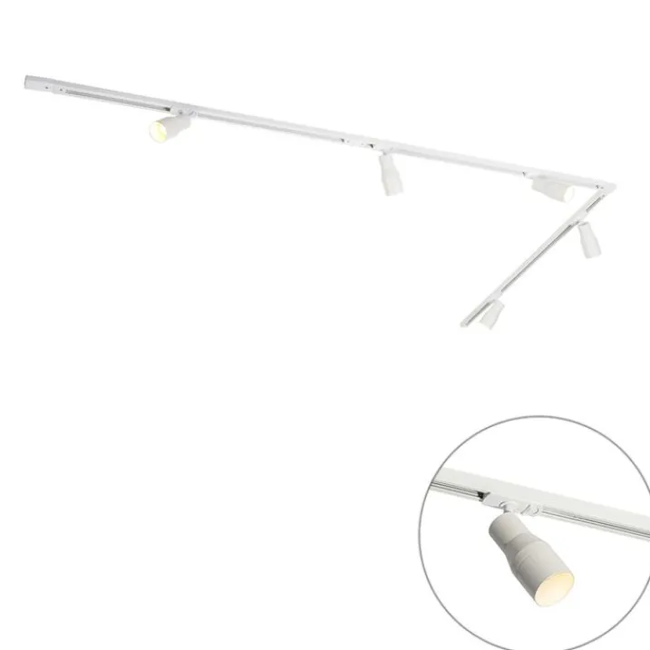 QAZQA Deckenstrahler|Aufbaustrahler*Modernes Schienensystem mit 5 Strahlern Weiß 1-phasig - Iconic Kohua