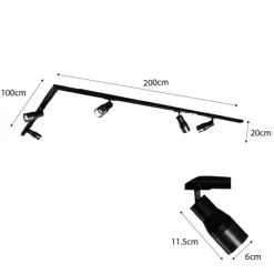 QAZQA Deckenstrahler|Aufbaustrahler*Modernes Schienensystem mit 5 Strahlern Weiß 1-phasig - Iconic Kohua