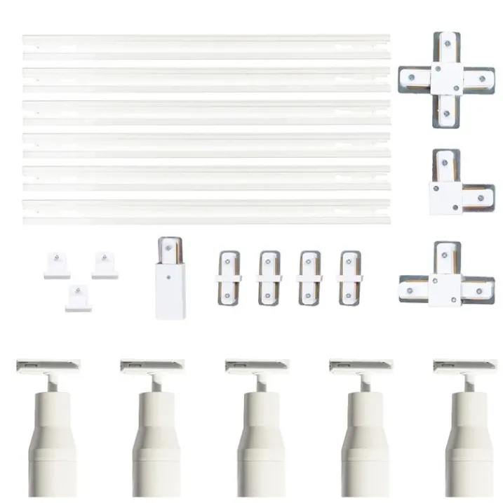 QAZQA Deckenstrahler|Aufbaustrahler*Modernes Schienensystem mit 5 Strahlern Weiß 1-phasig - Iconic Kohua