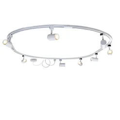 QAZQA Deckenstrahler|Aufbaustrahler*Modernes Schienensystem mit 8 Strahlern weiß 1-phasig oval 200cm - Iconic Jeana