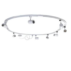 QAZQA Deckenstrahler|Aufbaustrahler*Modernes Schienensystem mit 8 Strahlern weiß 1-phasig oval 200cm - Iconic Jeana