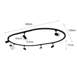 QAZQA Deckenstrahler|Aufbaustrahler*Modernes Schienensystem mit 8 Strahlern weiß 1-phasig oval 200cm - Iconic Jeana