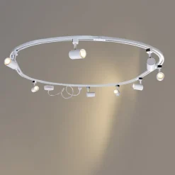 QAZQA Deckenstrahler|Aufbaustrahler*Modernes Schienensystem mit 8 Strahlern weiß 1-phasig oval 200cm - Iconic Jeana