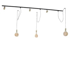 QAZQA Deckenstrahler|Aufbaustrahler*Modernes Schienensystem mit 3 Strahlern und 3 Pendeln Gold 1-phasig - Iconic Cavalux Jeana