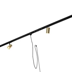 QAZQA Deckenstrahler|Aufbaustrahler*Modernes Schienensystem mit 3 Strahlern und 3 Pendeln Gold 1-phasig - Iconic Cavalux Jeana