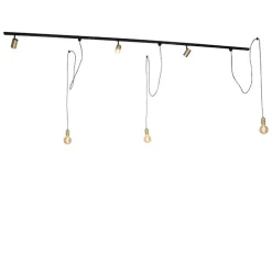 QAZQA Deckenstrahler|Aufbaustrahler*Modernes Schienensystem mit 3 Strahlern und 3 Pendeln Gold 1-phasig - Iconic Cavalux Jeana