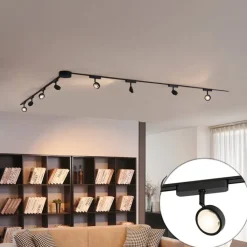 QAZQA Led-Strahler|Deckenstrahler*Modernes Schienensystem mit 8 schwarzen Strahlern 1-phasig - Magnetic Lance