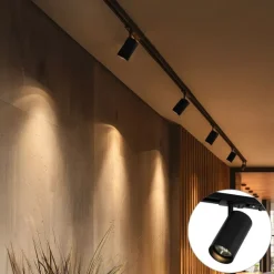 QAZQA Schlafzimmerlampen|Küchenlampen*Modernes Schienensystem mit 5 Strahlern Schwarz 1-Phasen GU10 70mm - Iconic Jeana Luxe