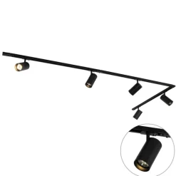 QAZQA Schlafzimmerlampen|Küchenlampen*Modernes Schienensystem mit 5 Strahlern Schwarz 1-Phasen GU10 70mm - Iconic Jeana Luxe