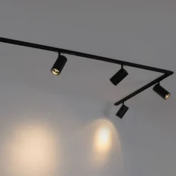 QAZQA Schlafzimmerlampen|Küchenlampen*Modernes Schienensystem mit 5 Strahlern Schwarz 1-Phasen GU10 70mm - Iconic Jeana Luxe