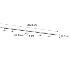 QAZQA Schlafzimmerlampen|Küchenlampen*Modernes Schienensystem mit 5 Strahlern Schwarz 1-Phasen GU10 70mm - Iconic Jeana Luxe