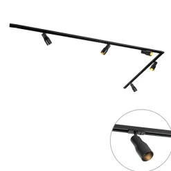 QAZQA Deckenstrahler|Aufbaustrahler*Modernes Schienensystem mit 5 Strahlern schwarz 1-phasig - Iconic Kohua