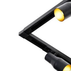 QAZQA Deckenstrahler|Aufbaustrahler*Modernes Schienensystem mit 5 Strahlern schwarz 1-phasig - Iconic Kohua