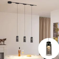 QAZQA Küchenlampen|Led-Strahler*Modernes Schienensystem mit 3 schwarzen Pendelleuchten 1-phasig - Magnetic Vance