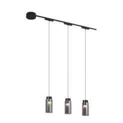 QAZQA Küchenlampen|Led-Strahler*Modernes Schienensystem mit 3 schwarzen Pendelleuchten 1-phasig - Magnetic Vance