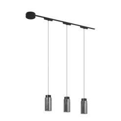 QAZQA Küchenlampen|Led-Strahler*Modernes Schienensystem mit 3 schwarzen Pendelleuchten 1-phasig - Magnetic Vance