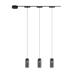 QAZQA Küchenlampen|Led-Strahler*Modernes Schienensystem mit 3 schwarzen Pendelleuchten 1-phasig - Magnetic Vance