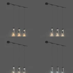 QAZQA Küchenlampen|Led-Strahler*Modernes Schienensystem mit 3 schwarzen Pendelleuchten 1-phasig - Magnetic Vance