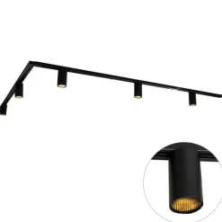 QAZQA Deckenstrahler|Aufbaustrahler*Modernes Schienensystem mit 5 schwarzen Strahlern 1-phasig GU10 50mm - Iconic Ruby