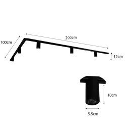 QAZQA Deckenstrahler|Aufbaustrahler*Modernes Schienensystem mit 5 schwarzen Strahlern 1-phasig GU10 50mm - Iconic Ruby