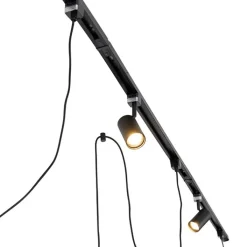 QAZQA Schlafzimmerlampen|Küchenlampen*Modernes Schienensystem mit 3 Strahlern und 3 Pendelleuchten schwarz 1-phasig - Iconic Cavalux Jeana