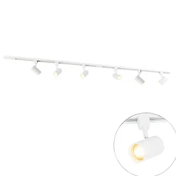 QAZQA Deckenstrahler|Aufbaustrahler*Modernes Schienensystem mit 6 weißen Strahlern 1-phasig 200cm - Iconic Jeana