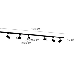 QAZQA Deckenstrahler|Aufbaustrahler*Modernes Schienensystem mit 6 weißen Strahlern 1-phasig 200cm - Iconic Jeana