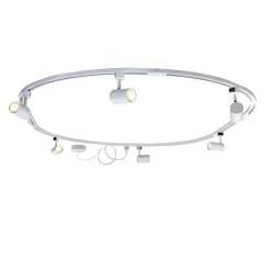 QAZQA Deckenstrahler|Aufbaustrahler*Modernes Schienensystem mit 6 Strahlern weiß 1-phasig oval 100cm - Iconic Jeana