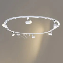 QAZQA Deckenstrahler|Aufbaustrahler*Modernes Schienensystem mit 6 Strahlern weiß 1-phasig oval 100cm - Iconic Jeana