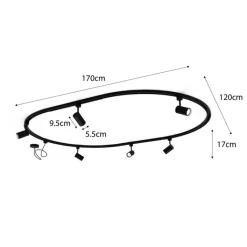 QAZQA Deckenstrahler|Aufbaustrahler*Modernes Schienensystem mit 6 Strahlern weiß 1-phasig oval 100cm - Iconic Jeana