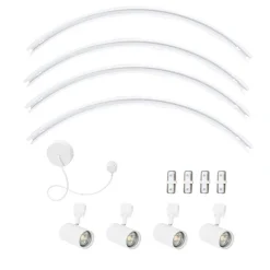 QAZQA Deckenstrahler|Aufbaustrahler*Modernes Schienensystem mit 4 Strahlern weiß 1-phasig rund - Iconic Jeana