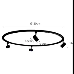 QAZQA Deckenstrahler|Aufbaustrahler*Modernes Schienensystem mit 4 schwarzen Strahlern 1-phasig rund - Iconic Jeana