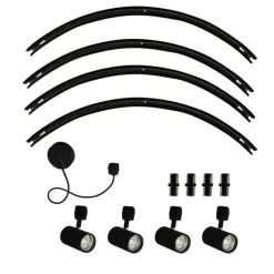 QAZQA Deckenstrahler|Aufbaustrahler*Modernes Schienensystem mit 4 schwarzen Strahlern 1-phasig rund - Iconic Jeana