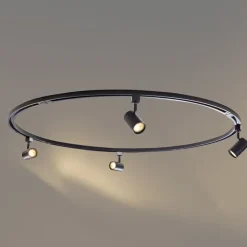 QAZQA Deckenstrahler|Aufbaustrahler*Modernes Schienensystem mit 4 schwarzen Strahlern 1-phasig rund - Iconic Jeana