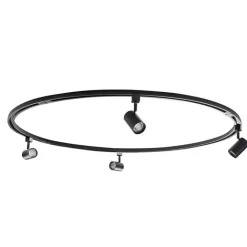 QAZQA Deckenstrahler|Aufbaustrahler*Modernes Schienensystem mit 4 schwarzen Strahlern 1-phasig rund - Iconic Jeana