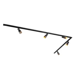 QAZQA Deckenstrahler|Aufbaustrahler*Modernes Schienensystem mit 5 Strahlern Schwarz mit Dunkelbronze 1-phasig - Iconic Kohua