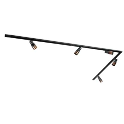 QAZQA Deckenstrahler|Aufbaustrahler*Modernes Schienensystem mit 5 Strahlern Schwarz mit Dunkelbronze 1-phasig - Iconic Kohua