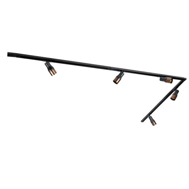 QAZQA Deckenstrahler|Aufbaustrahler*Modernes Schienensystem mit 5 Strahlern Schwarz mit Dunkelbronze 1-phasig - Iconic Kohua