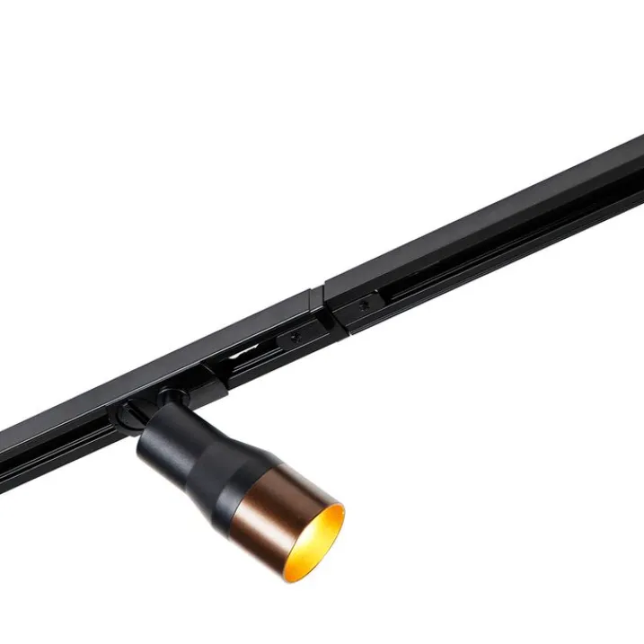 QAZQA Deckenstrahler|Aufbaustrahler*Modernes Schienensystem mit 5 Strahlern Schwarz mit Dunkelbronze 1-phasig - Iconic Kohua